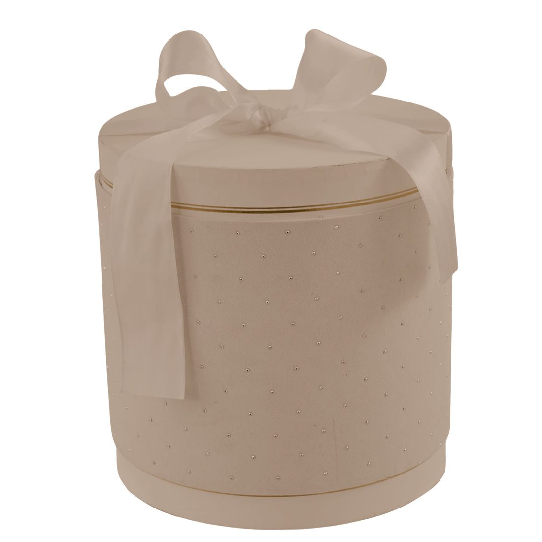 L'Arcolaio Scatola Natalizia Tonda in Velluto Velvet Grigio Tortora D 24 x 22 Cm