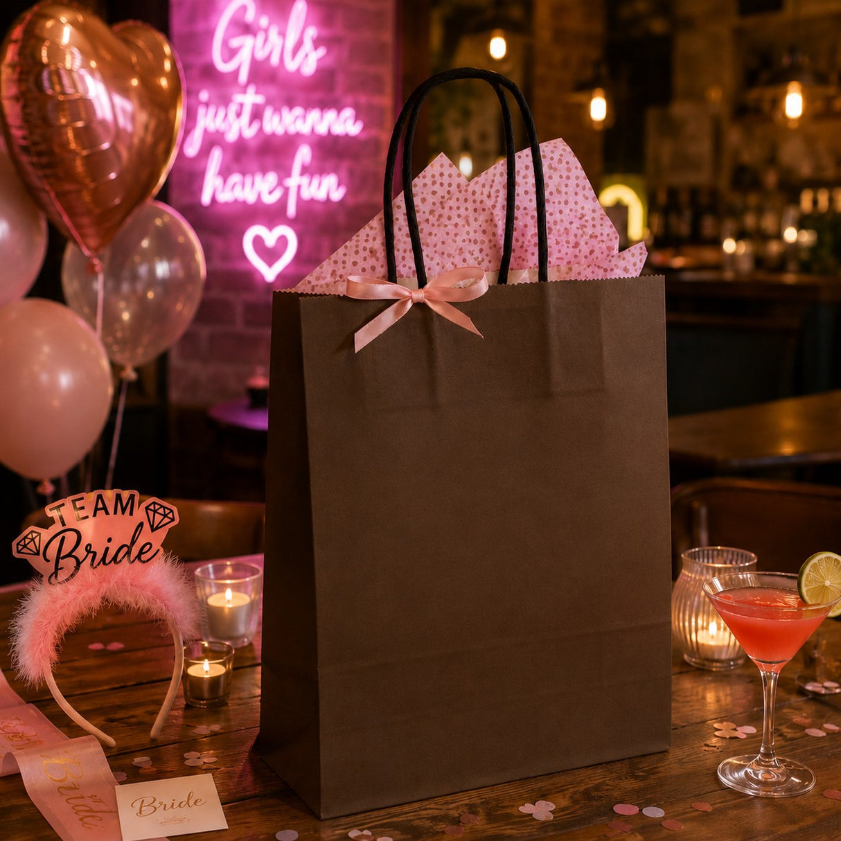 La Bolsa Shopper Kraft Marrón L'Arcolaio Regalos Navideños 22x10x29 Cf 10 Pz