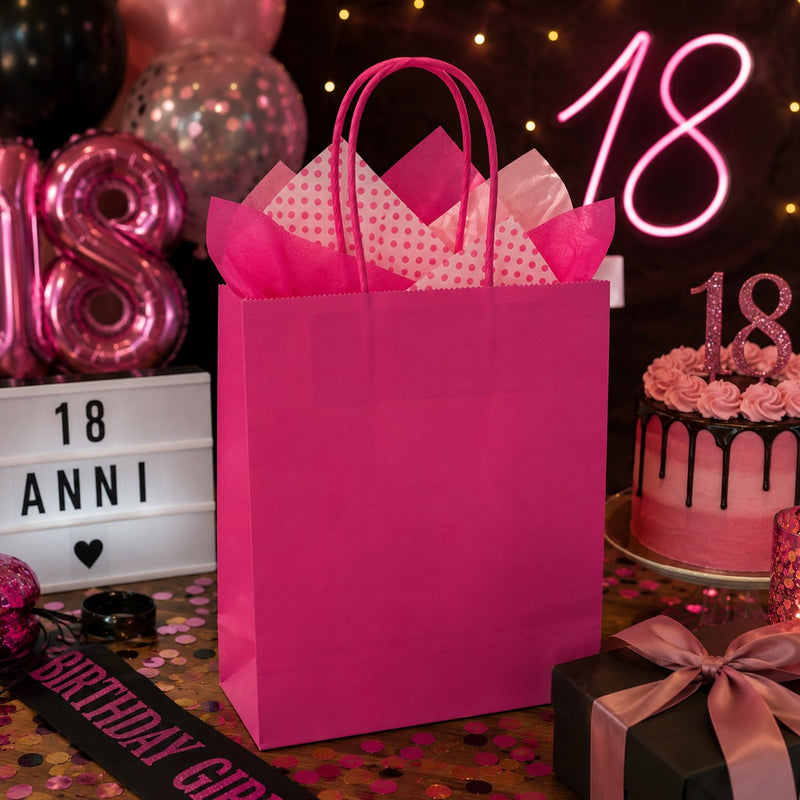Bolsa de Compra L'Arcolaio Kraft Fucsia Regalos Navideños 36x12x41 cm Caja 10 Uds