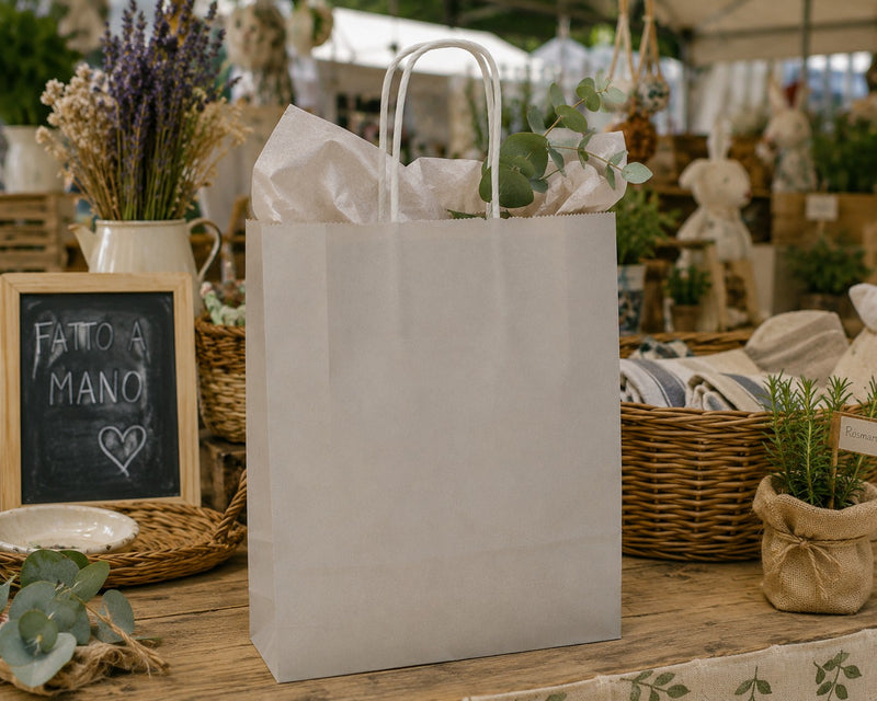 Bolsa Shopper Kraft Tortora L'Arcolaio Regalos Navideños 36X12X41 Cm Caja 10 Uds