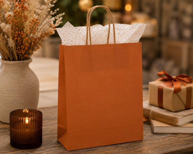 Bolsa de Compras L'Arcolaio Kraft Óxido Regalos Navideños 36X12X41 Cm Paq 10 Uds