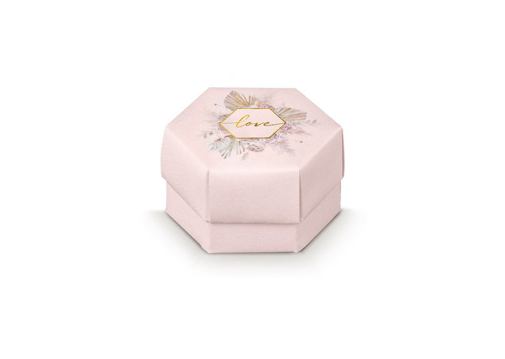 Scotton Scatola Esagono Pampas Love 60 X 40 Mm Rosa 10 Pz