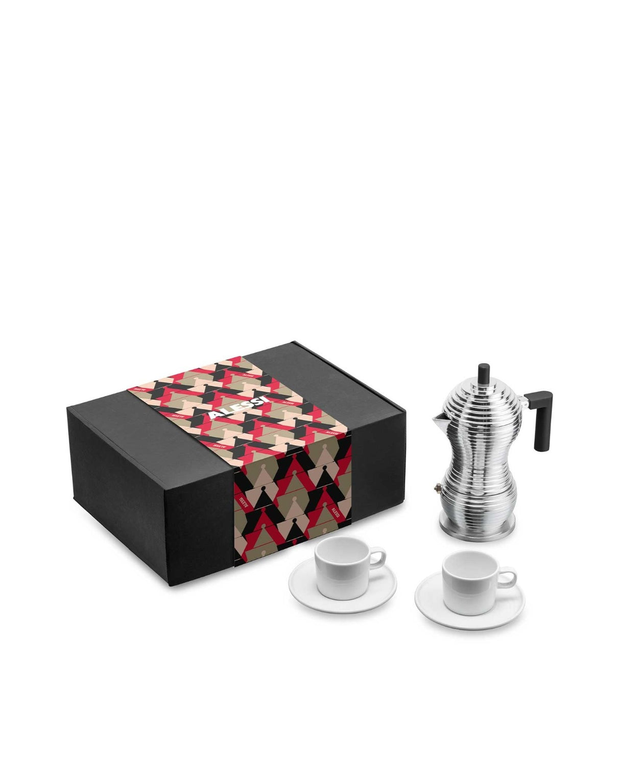 Alessi Set Alessi & Coffee Cafetera Pulcina Dos Tazas con Platillos Caja de Regalo