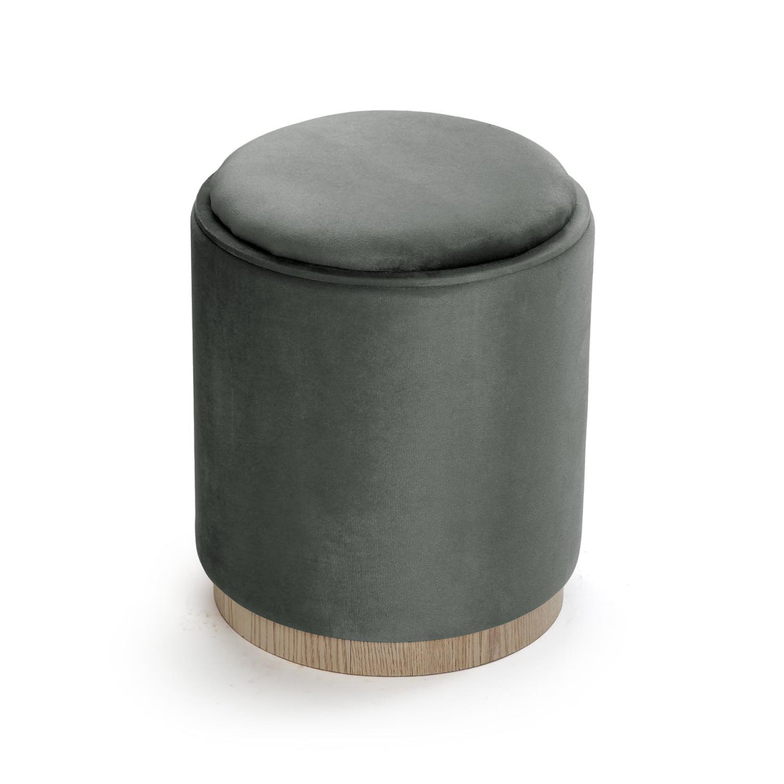 Puf Versa Con Almacenaje Y Bandeja Terciopelo Gris