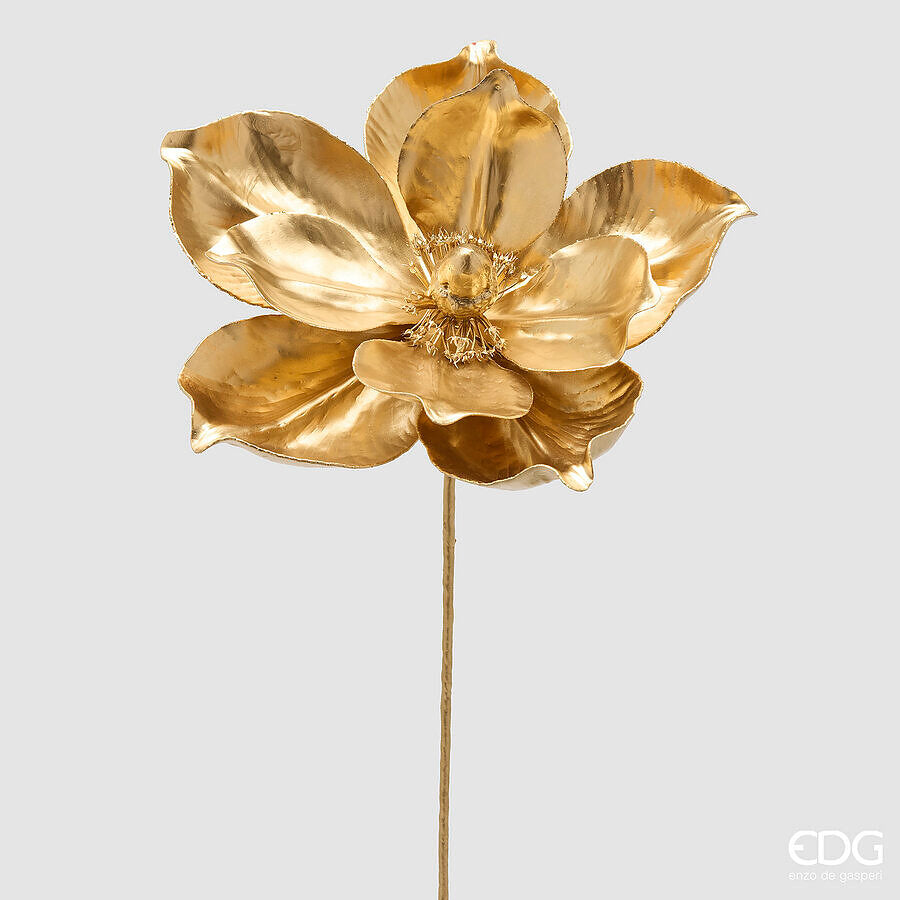 EDG Enzo De Gasperi Magnolia Glossy Ramo Gold H65 Ø25 cm – Decoración Floral Navideña