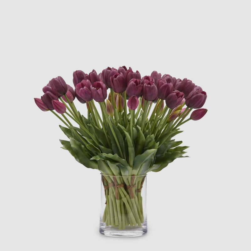 EDG Enzo De Gasperi Ramo de 5 Tulipanes Cerrados Goma H 40 Cm Violeta