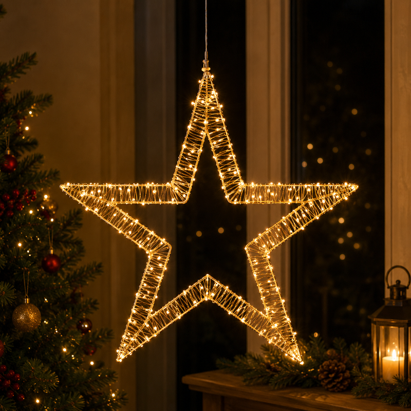 EDG Enzo De Gasperi Estrella Navidad Microled Flat D 60 Cm 250 Led Intermitente Marfil