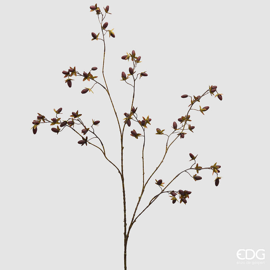 EDG Enzo De Gasperi Ramo Rosa Canina Burgundy H120 cm – Fiore Artificiale Decorativo