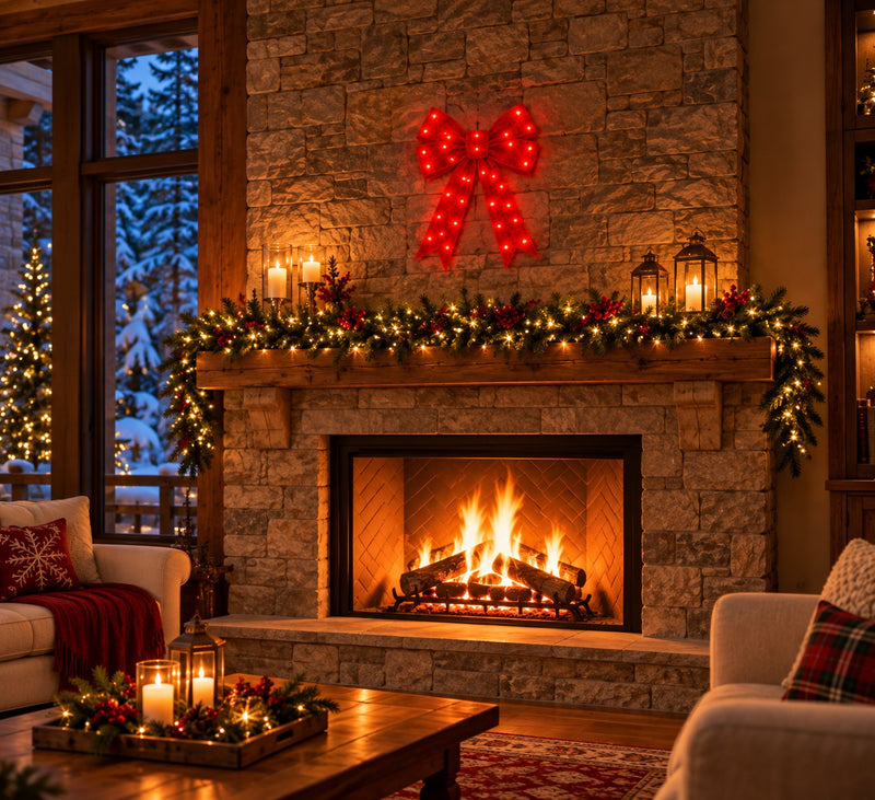 Bonturi Casa Fiocco Rosso Led Navidad 50 cm 84 LED IP 44