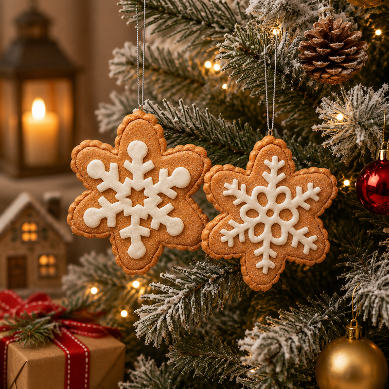 EDG Enzo De Gasperi Adorno Navideño Copo de Nieve Mazapán H 12 Cm Avellana Surt. 1 Uds