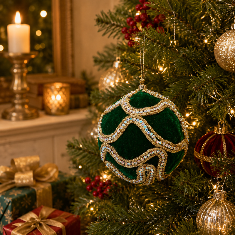 EDG Enzo De Gasperi Adorno Navidad Bola Decogemme D 10 Cm Verde Oro 1 Uds