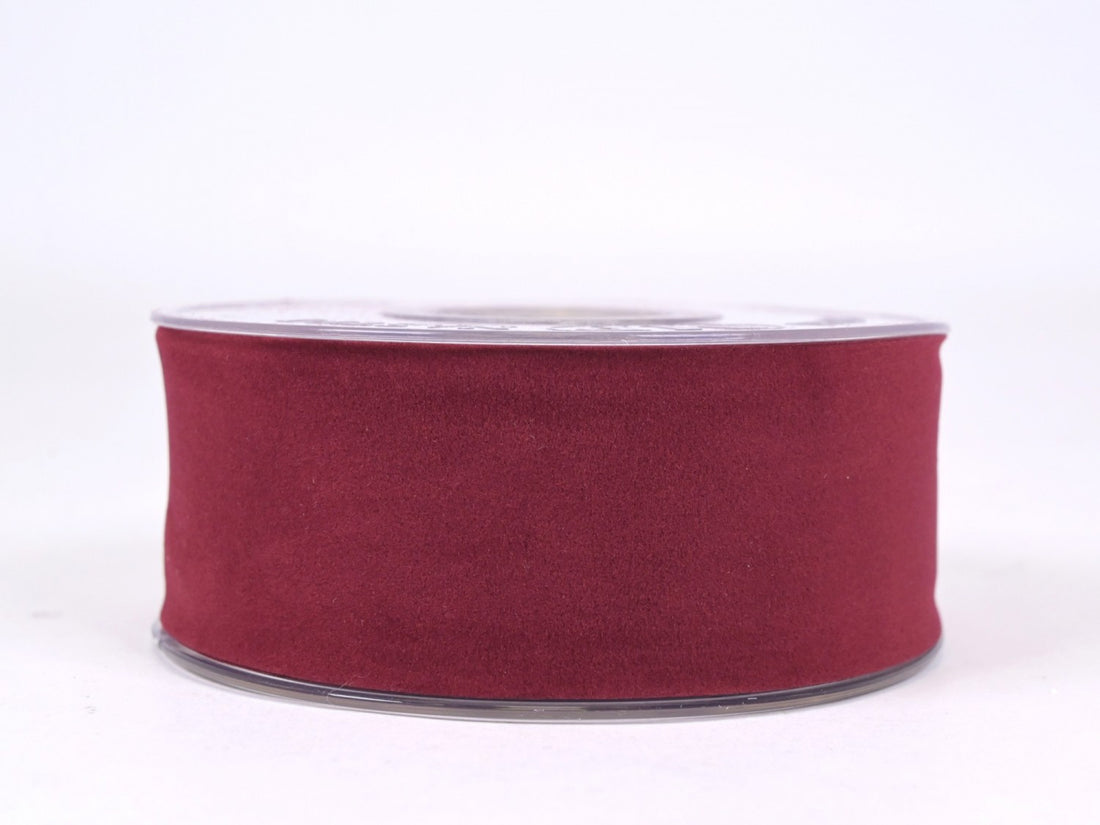 Piovaccari Cinta Navideña Double Velvet Burdeos 40 mm x 7 m – Cinta de Terciopelo Decorativa para Árbol de Navidad, Lazos y Paquetes de Regalo