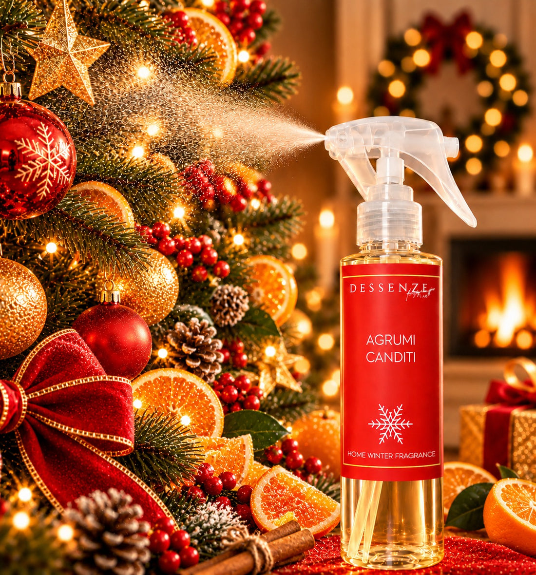 DESSENZE Perfume para Árbol de Navidad Christmas Spray Cítricos Confitados 100 ml – Spray Aromático Navideño