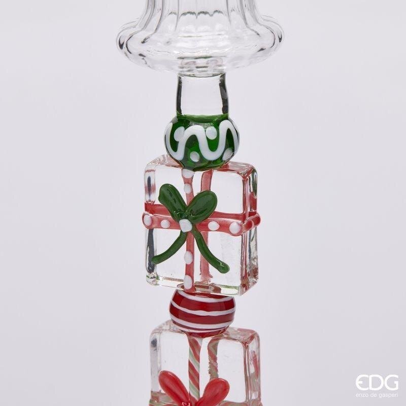 EDG Enzo De Gasperi Portavelas Pacchi Green Pink H18,5 Ø7,5 cm – Decoración de Navidad
