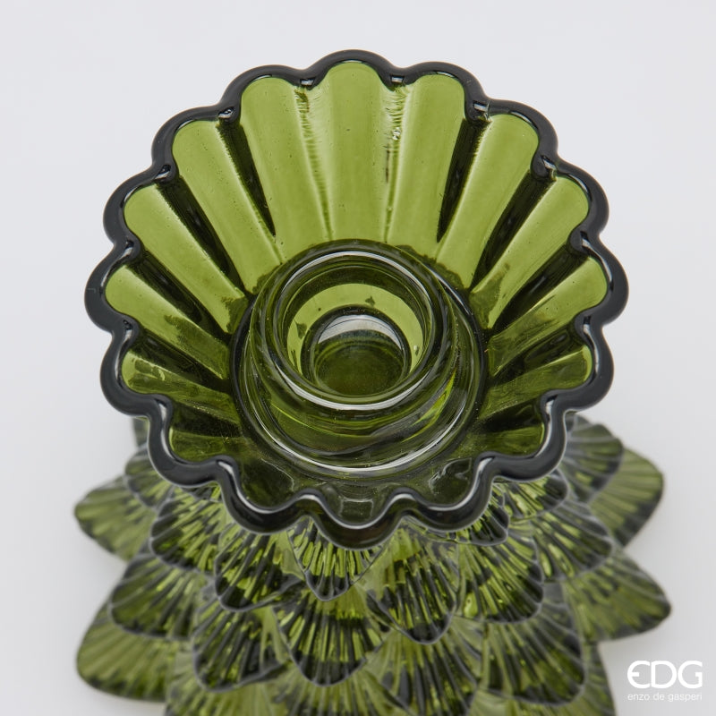 EDG Enzo De Gasperi Portavelas Pino Dark Green H14 Ø12 cm – Decoración Navideña