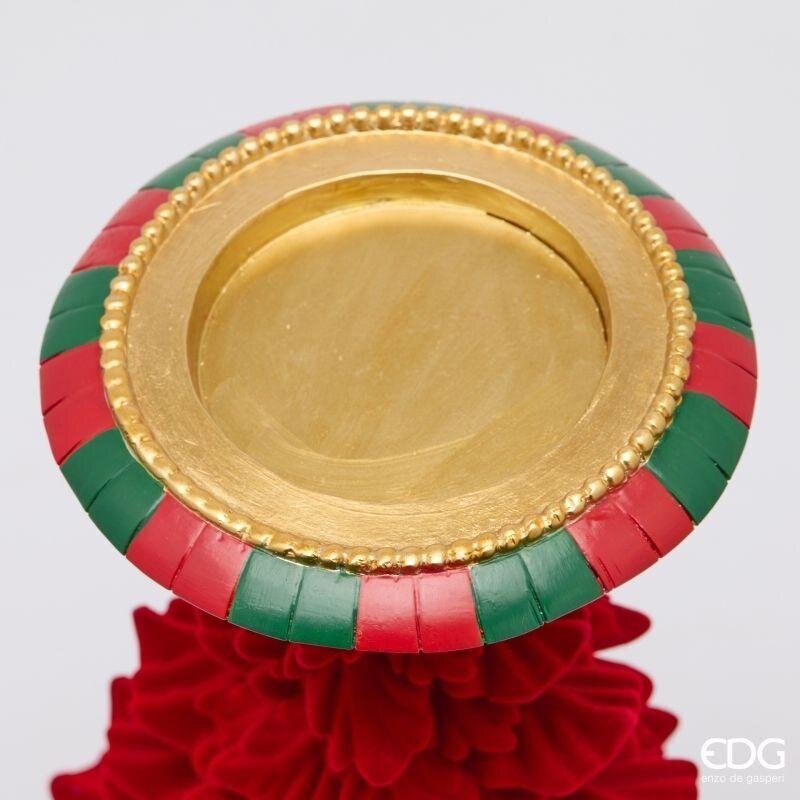 EDG Enzo De Gasperi Portacandela Pino Natalizio H36 cm Verde Rosso – Decorazione di Natale