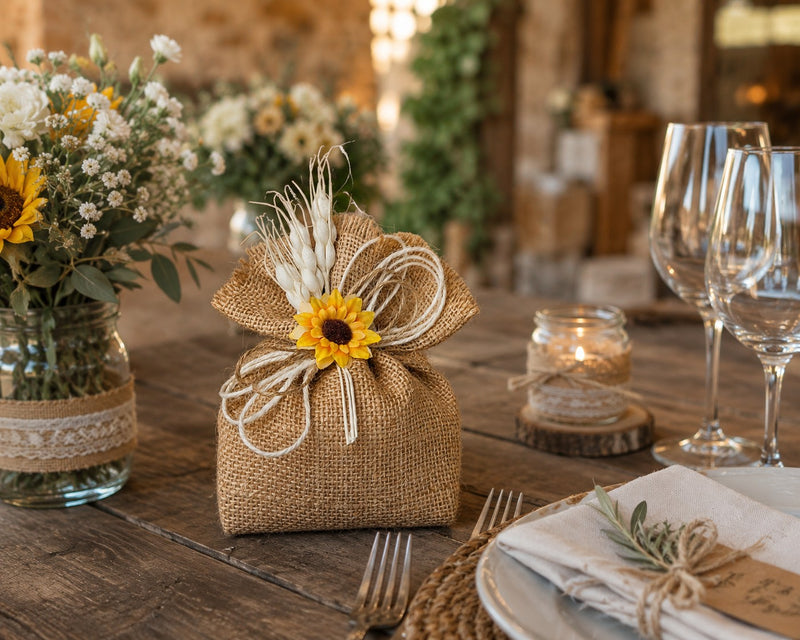 Creaciones para Enzo Bolsa Bomboniera Yute Natural 14x12 cm Caja 10 pz