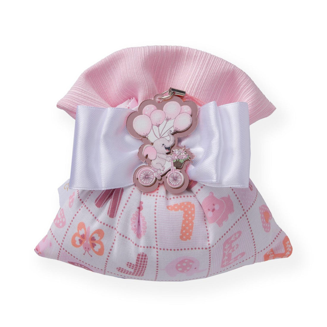 Creaciones para Enzo Bolsita Bombonera Baby Letterina Rosa 14x13 cm Portaconfetti Caja 10 pz