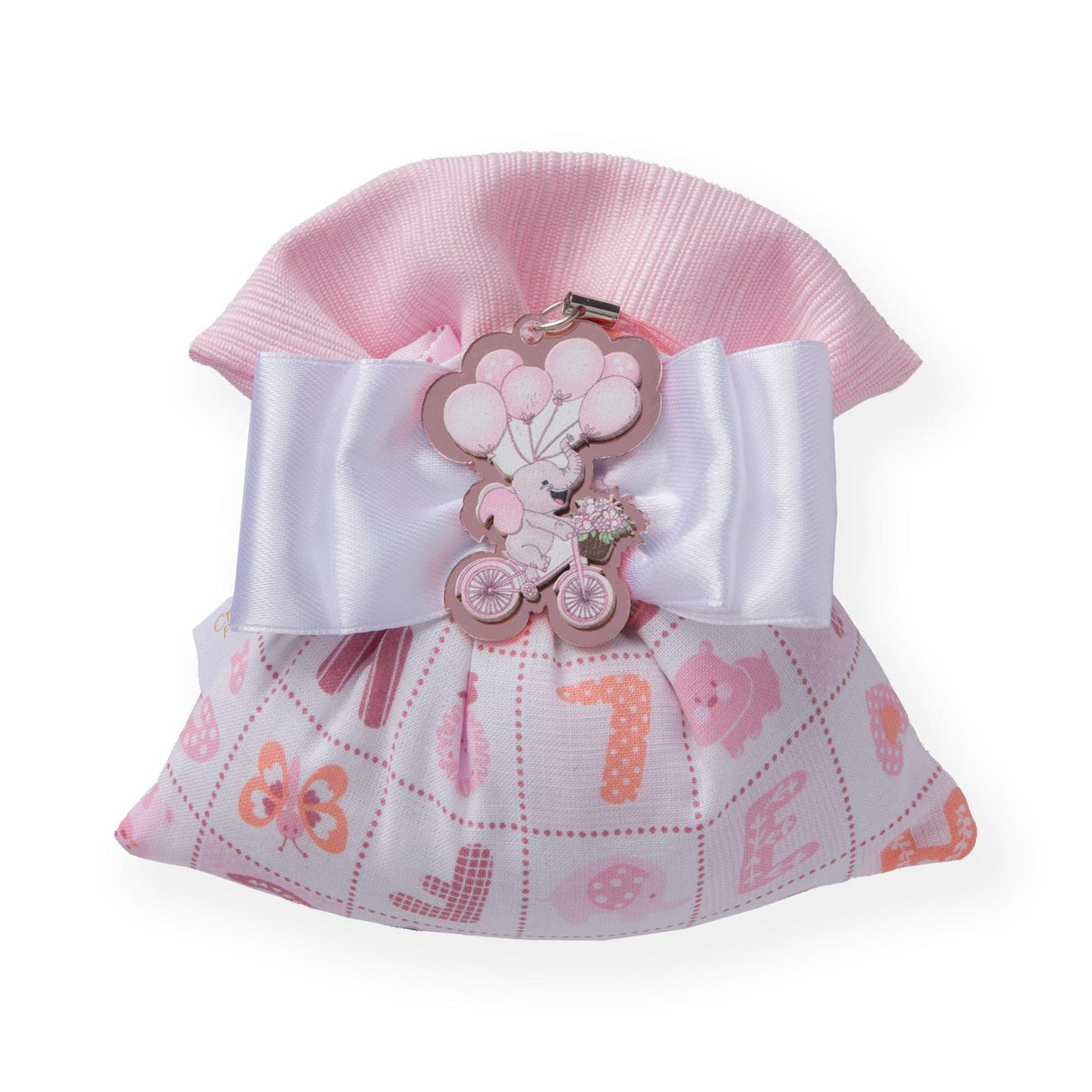 Creaciones para Enzo Bolsa Bomboniera Baby Letterina Rosa 11x9 cm Portaconfetti Cf 10 pz