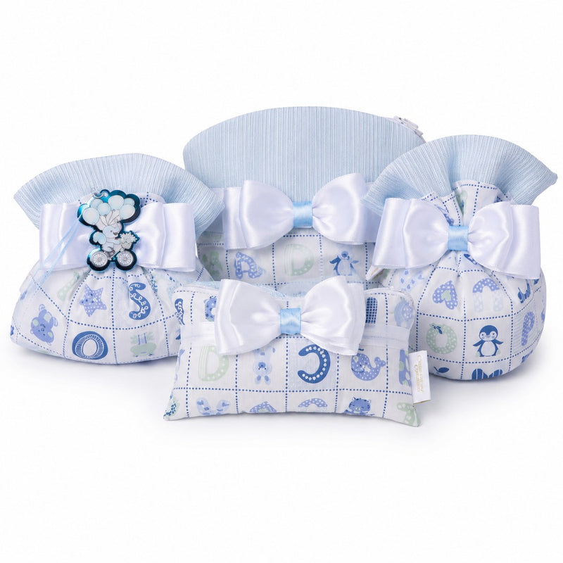 Creaciones para Enzo Bolsa Bombonera Baby Letterina Celeste 11x9 cm Portaconfetti Caja 10 pz