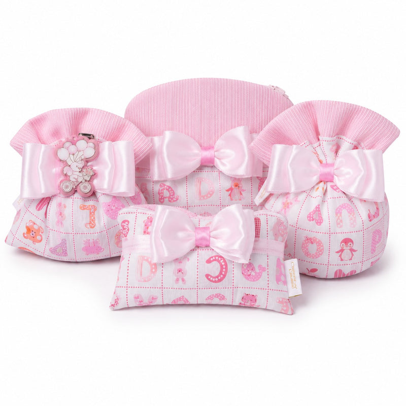 Creaciones para Enzo Bolsita Bombonera Baby Letterina Rosa 14x13 cm Portaconfetti Caja 10 pz