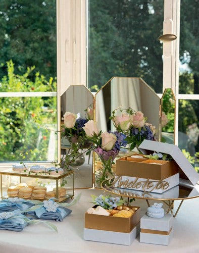 Cupido&Co. Set 2 Scatole Inclinate 180 x 120 x H 75 Mm 240 x 170 x H 105 Mm Vetro Oro