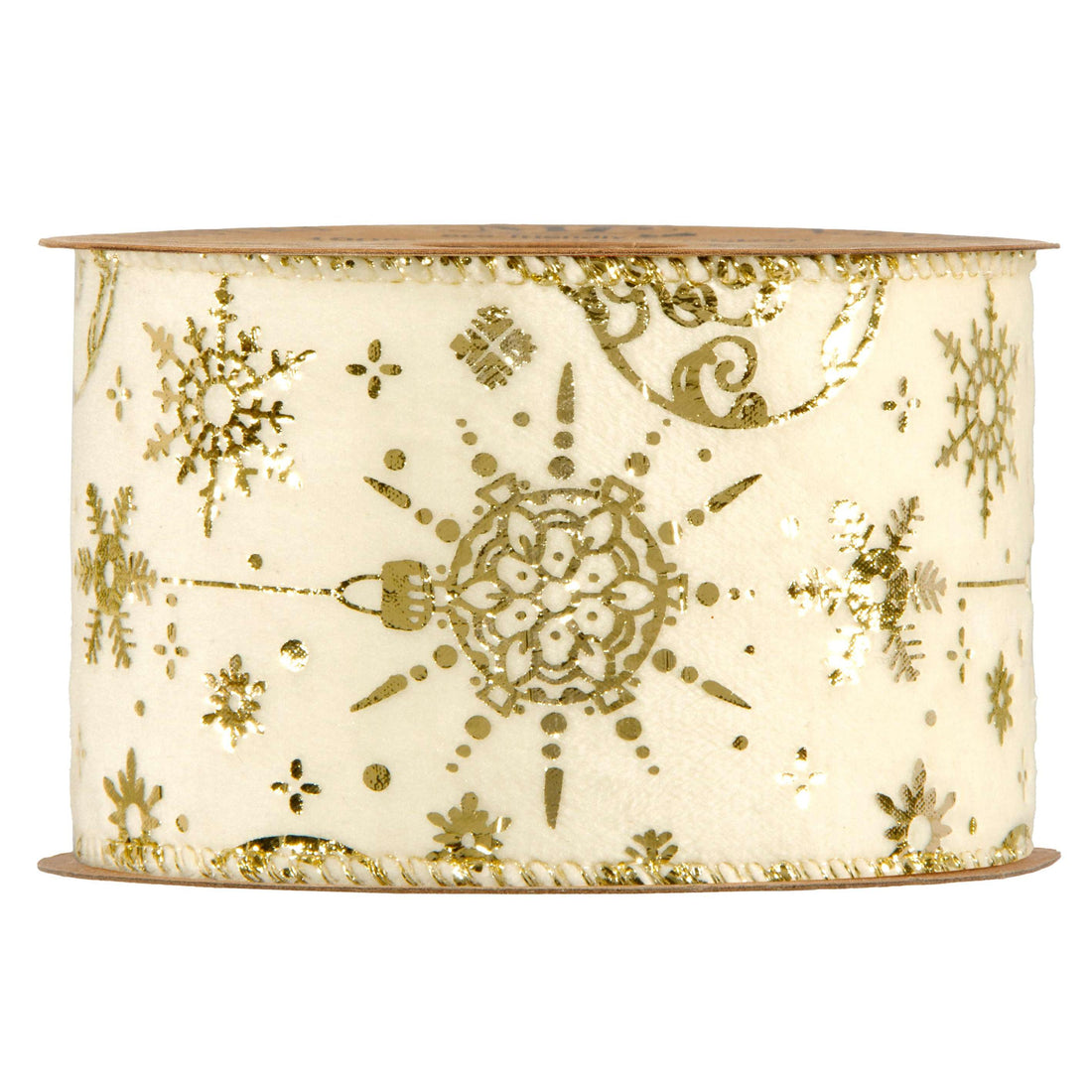 Piovaccari Cinta Navideña Gold Baubles 63 mm x 10 m – Cinta Decorativa con Bolas de Navidad Doradas para Árbol, Lazos y Envoltorios de Regalo