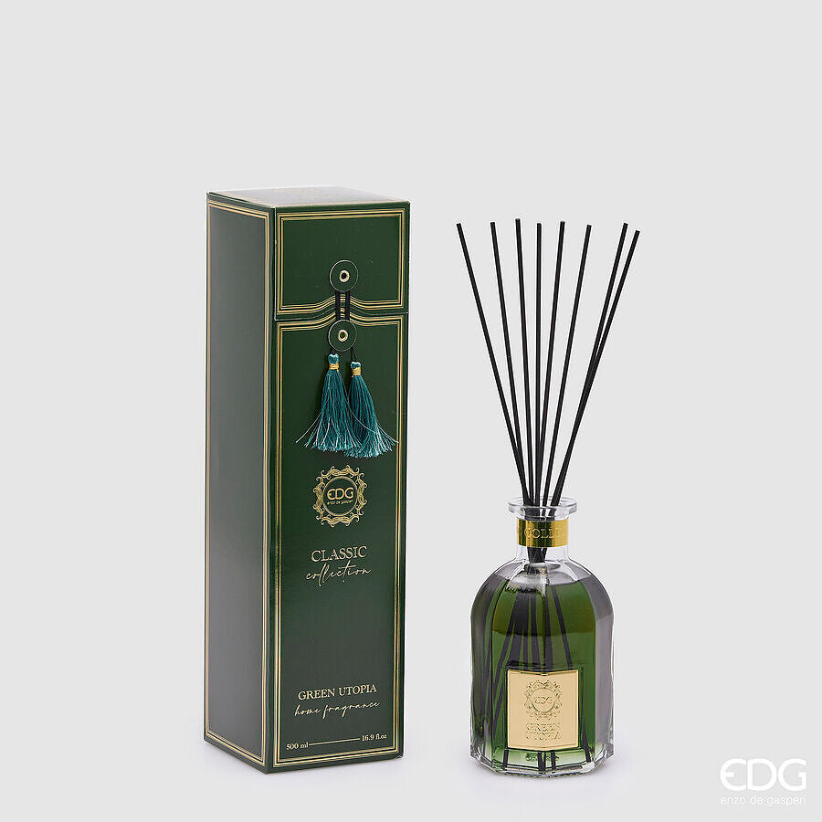 Difusor Botella EDG Enzo De Gasperi Classic 500 Ml Altura 16 Cm Diámetro 8,5 Cm Green Utopia