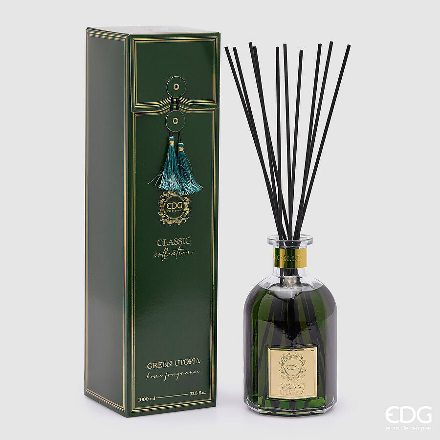 Difusor EDG Enzo De Gasperi Botella Classic 1000 Ml Alto 22 Cm Diámetro 12 Cm Green Utopia