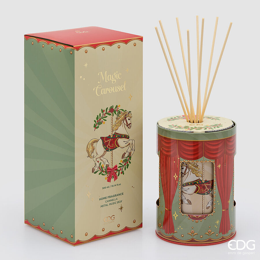 EDG Enzo De Gasperi Ambientador Botella Cofre 300 ml con Carillón Navideño H12 Ø10 cm Canela – Ambientador