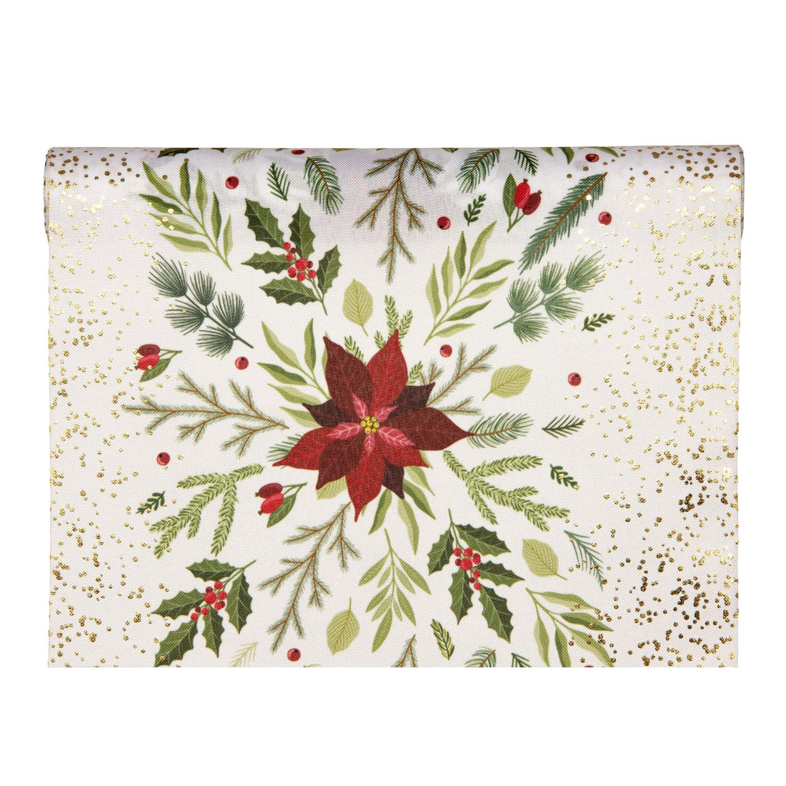 Piovaccari Runner Christmas Star with Gold 28 cm x 2,5 m – Camino de mesa navideño con estrellas doradas para decoración de mesa, centros de mesa y adornos de Navidad