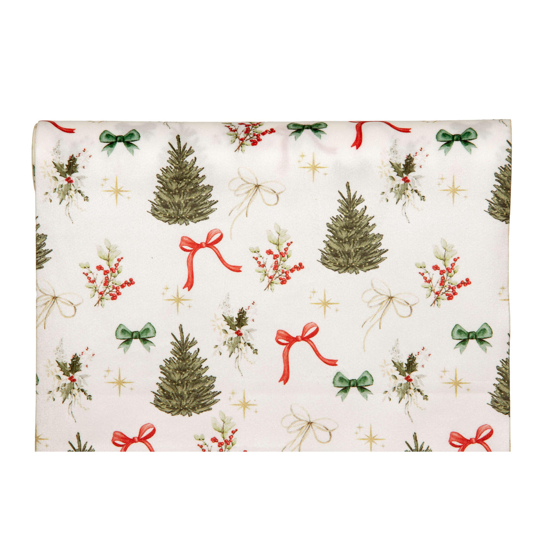 Piovaccari Runner Christmas Tree 28 cm x 2,5 m – Camino de Mesa Navideño con Motivo de Árboles de Navidad para Decoración de Mesa, Centros de Mesa y Adornos Navideños