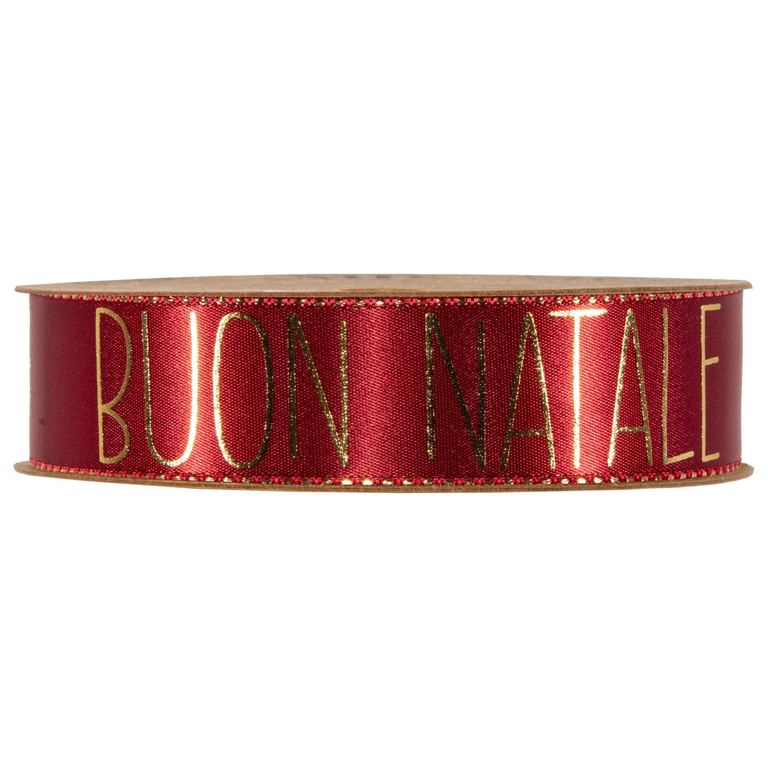 Piovaccari Cinta Buon Natale Red Dahlia Rojo 25 mm x 15 m – Cinta Decorativa Navideña con Mensaje Buon Natale para Árbol, Lazos, Paquetes de Regalo y Adornos Navideños