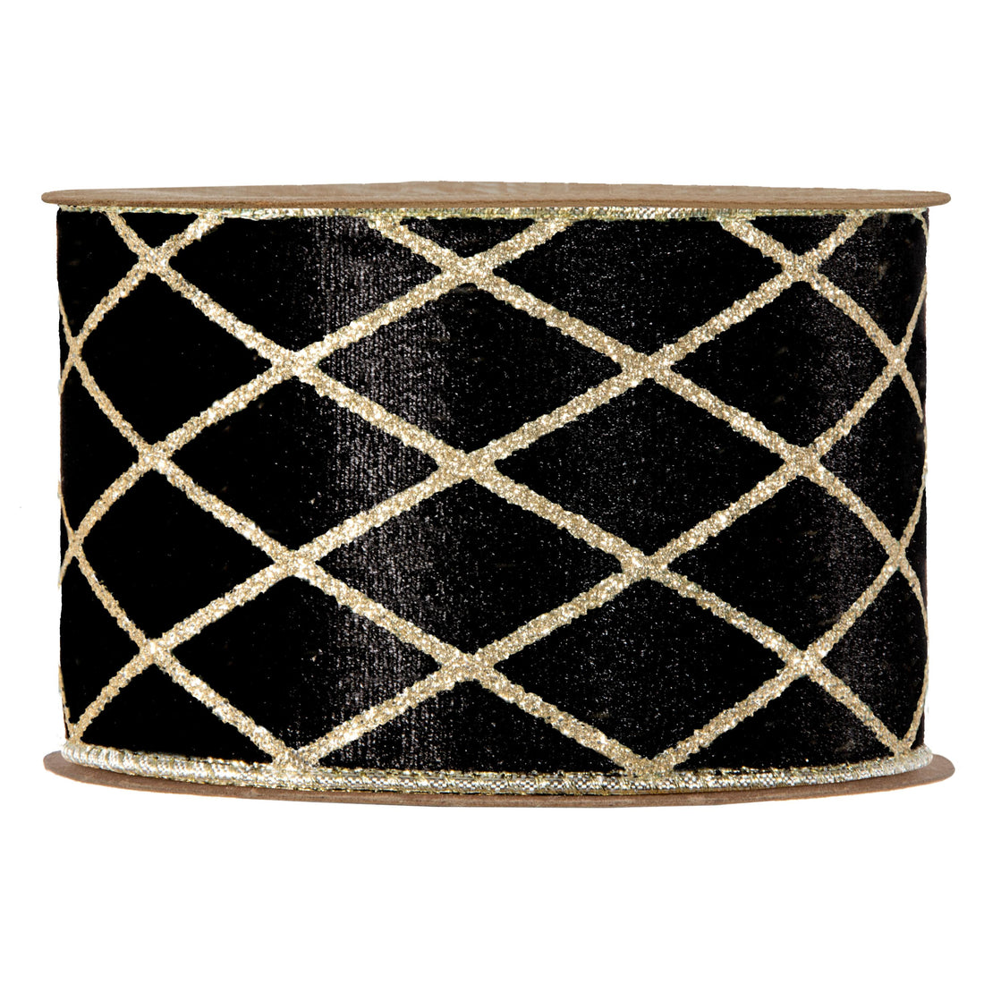 Piovaccari Nastro Rhombus Nero 63 mm x 10 m – Nastro Decorativo Natalizio con Motivo a Rombi per Albero di Natale, Fiocchi e Confezioni Regalo