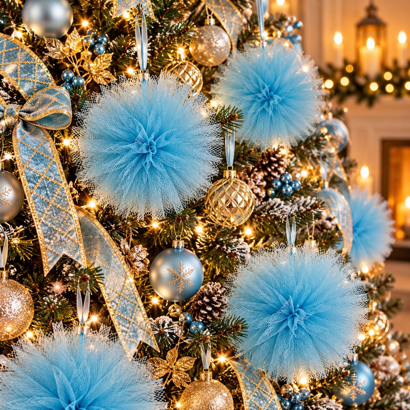 Piovaccari Pon Pon Azul Claro Ø25 cm – Decoración Navideña para Árbol de Navidad, Adornos, Fiestas y Montajes Decorativos