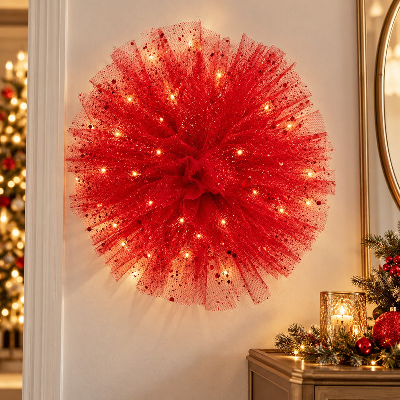 Piovaccari Pon Pon Rojo Ø40 cm – Decoración Navideña para Árbol de Navidad, Adornos, Fiestas y Montajes Decorativos