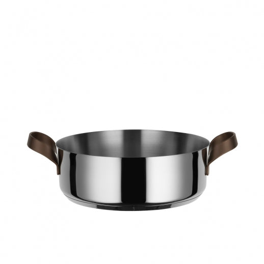 Alessi EDO Cacerola Baja D 24 Cm a Dos Asas en Acero Inoxidable y PVD Marrón