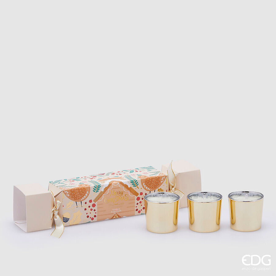 Set 3 Velas Joyful Navidad EDG Enzo De Gasperi con Aroma H 5 Cm Black Vanilla