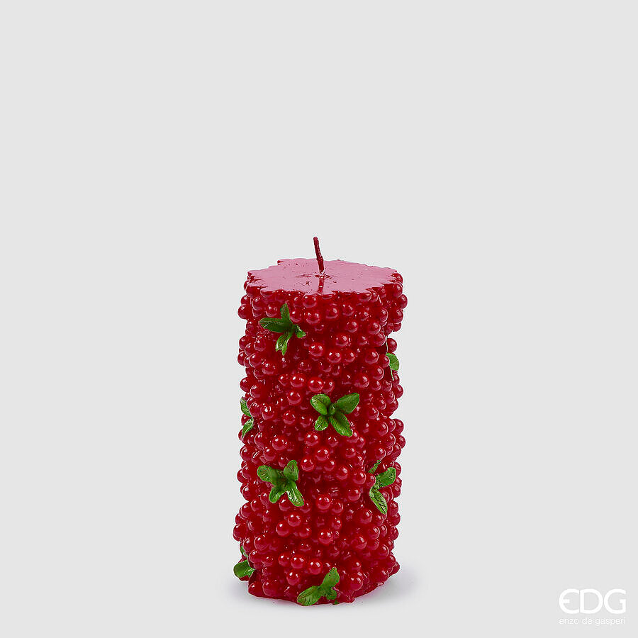EDG Enzo De Gasperi Candela Natale Moccolo Bacche H 14 Cm D 7 Cm Verde Rosso