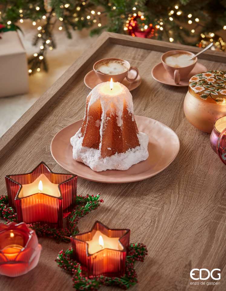EDG Enzo De Gasperi Candela Natale Pandoro H 17 Cm D 15 Cm Camel