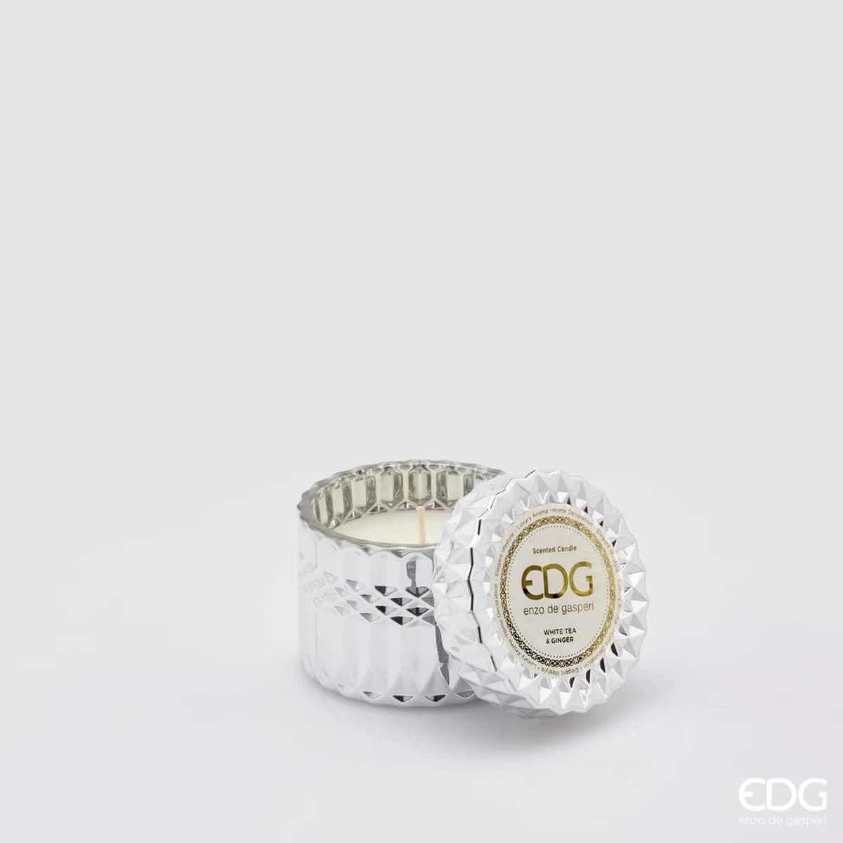 EDG Enzo De Gasperi Candela Crystal New + Scatola Regalo H8,5 D9 White Tea Ginger