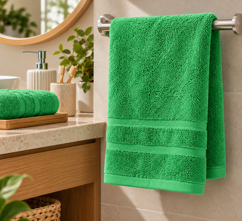 Androni Giocattoli Toalla de Rizo para Rostro Lisa Verde Oscuro – Toalla de Baño Suave y Absorbente