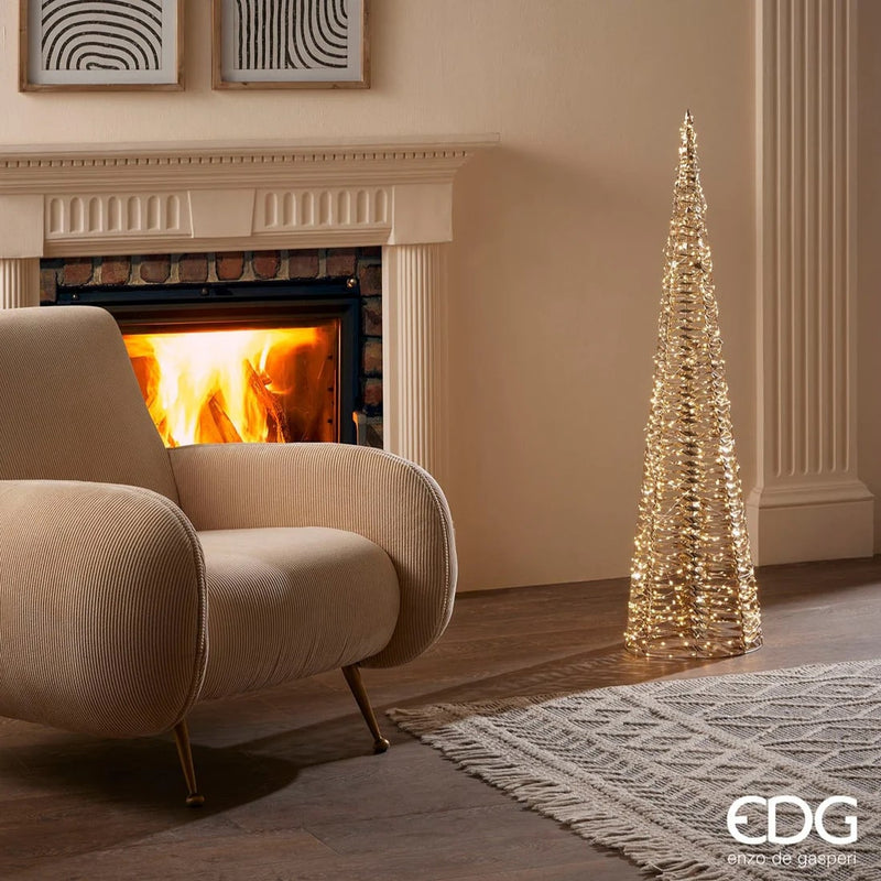EDG Enzo De Gasperi Albero di Natale Led Stripes Cono 1440 MicroLed H 150 Cm D 28 Cm Oro