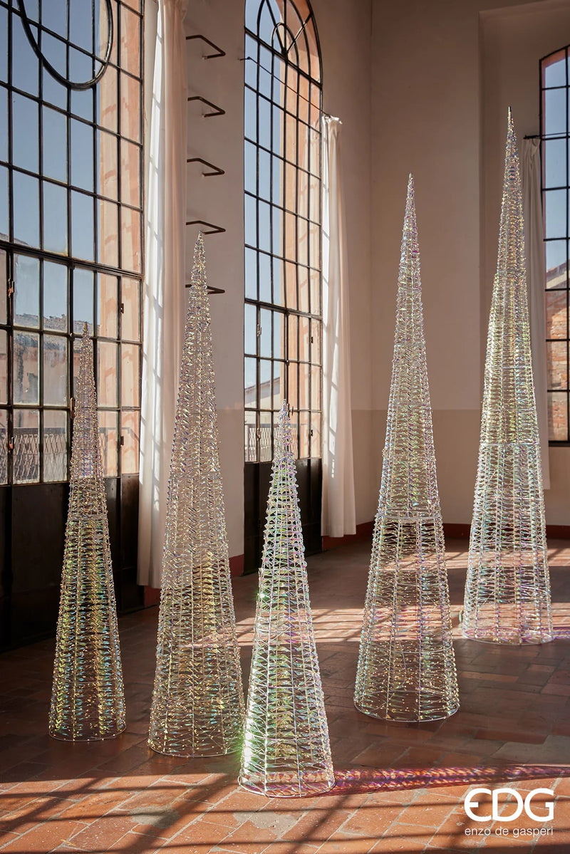 EDG Enzo De Gasperi Árbol de Navidad Led Stripes Cono 1800 MicroLed H 180 Cm D 34 Cm Oro