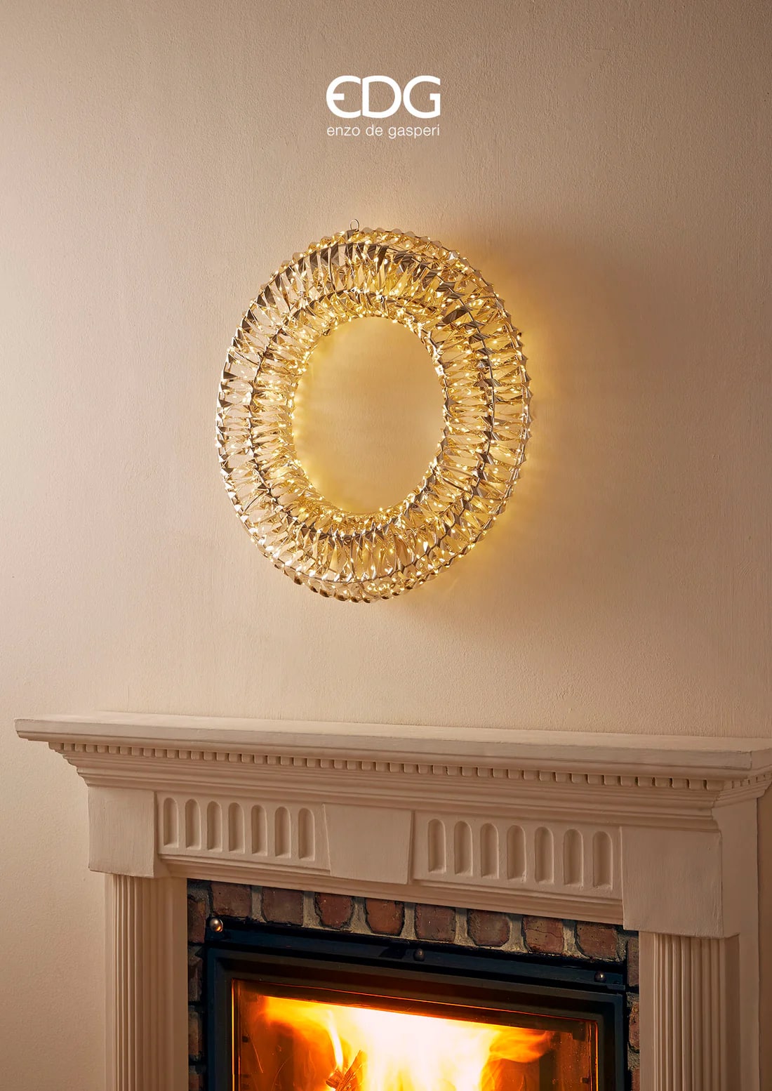 EDG Enzo De Gasperi Corona Navidad Led Stripes 600 MicroLed D 50 Cm Ip 44 Gold