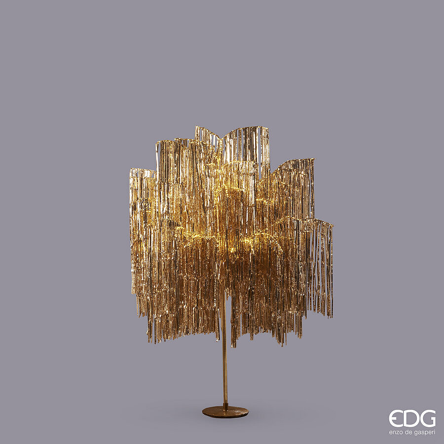 EDG Enzo De Gasperi Árbol de Navidad Led Flecos 600 Microled H 150 Cm D 90 Cm Champagne