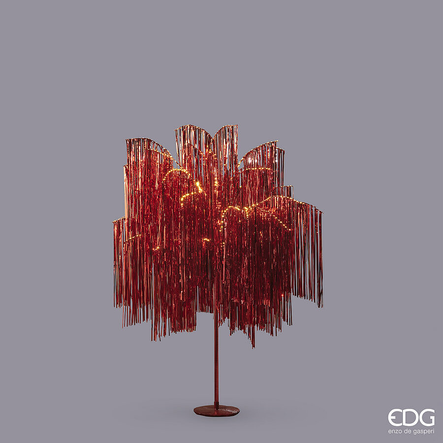EDG Enzo De Gasperi Árbol de Navidad Led Flecos 600 Microled A 150 Cm D 90 Cm Rojo
