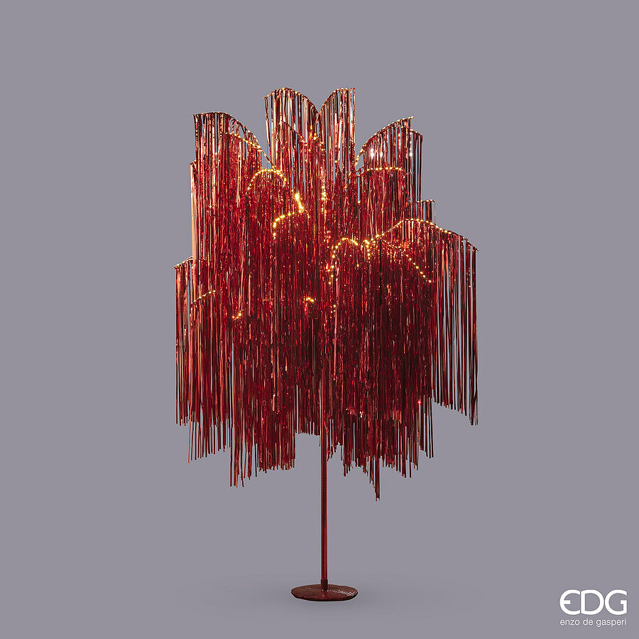 EDG Enzo De Gasperi Árbol de Navidad Led Flecos 960 Microled H 180 Cm D 140 Cm Rojo