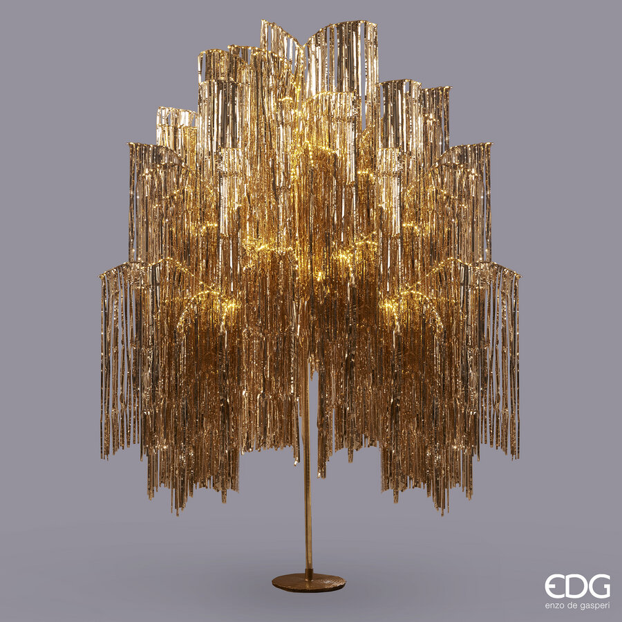 EDG Enzo De Gasperi Árbol de Navidad Led Flequillos 2.160 Microled H 300 Cm D 160 Cm Champagne
