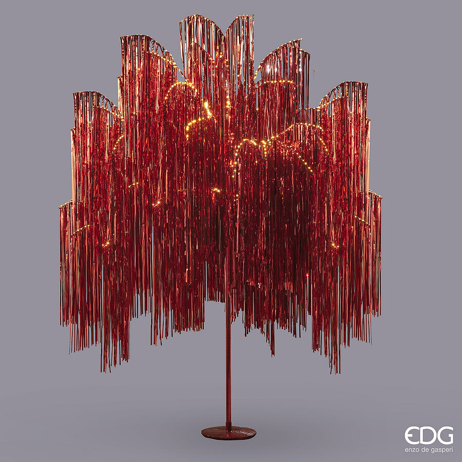 EDG Enzo De Gasperi Árbol de Navidad Led Flecos 2.160 Microled H 300 Cm D 160 Cm Rojo